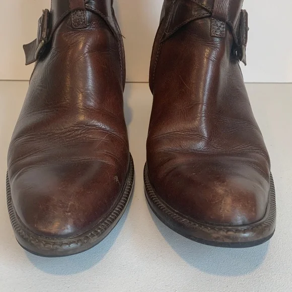 Vic Matie Women’s Size 38 Brown Leather 2.5” Block Heel Western Ankle Boots - Picture 4 of 15